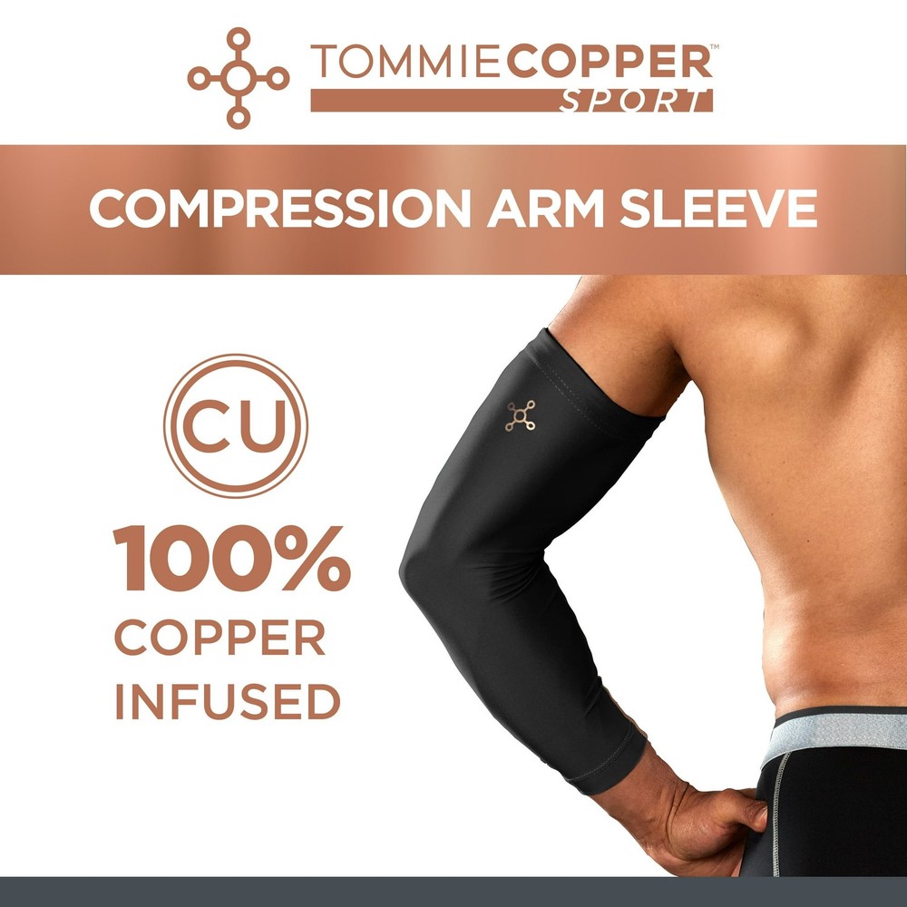 TOMMIE COPPER SPORT SPANDEX COMPRESSION ARM SLEEVE LARGE/EXTRA-LARGE – BLACK
