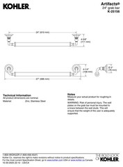 Kohler Artifacts® 24″ grab bar K-25156-2BZ, In Oil-rubbed Bronze.