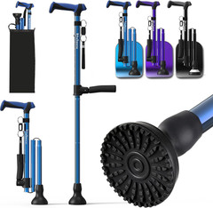 Adjustable Walking Cane for Men and Women, Heavy Duty All Terrain Collapsible