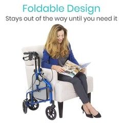 Vive Mobility 3 Wheel Walker – Three Wheeled Rollator for Seniors – Lightweight