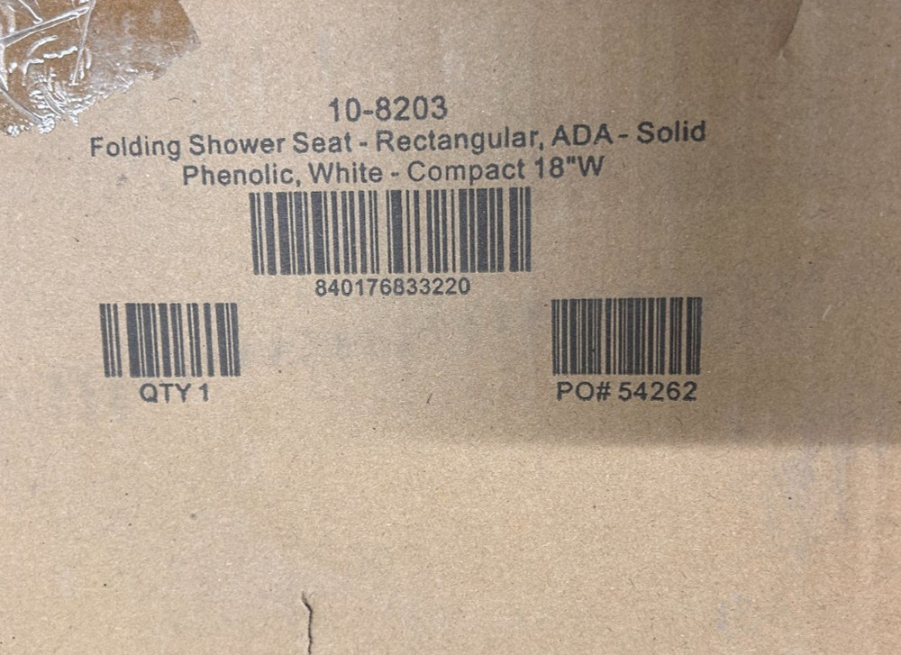 ASI 8203 Folding Shower Seat White Phenolic 18″ Wall Mounted BRAND NEW IN BOX