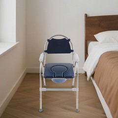 Commode Chair for Seniors Folding Toilet Stool Set W/ Padded Seat Plate & Bucket