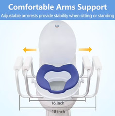 Soaids 5″ Raised Toilet Seat with Handles Padded Cushion Round 300 lb Seniors