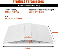 3″ Rise Bridge Door Threshold Ramp 37.5″ L*29.5″ W Aluminum Ramps 800Lbs Cap