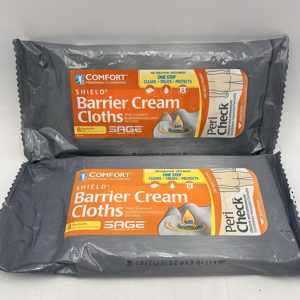 Sage 7905 Comfort Shield Barrier Cream Cloths 2 Packs W 8 In Each =16 EXP 2015