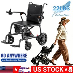 22Lbs Carbon Fiber Lightest Electric Wheelchair for Adults, Portable&Foldable