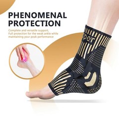 Copper Ankle Brace Compression Sleeve Support Socks Foot Fasciitis Pain Relief