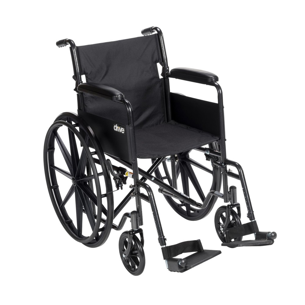 Drive Medical Silver Sport 1 Folding Transport Wheelchair Lightweight Removable