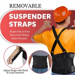 Lumbar Back Brace with Removable Straps, Posture Corrector for Heavy Lifting, Su