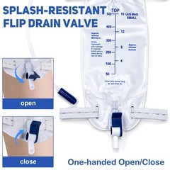 6 Pack Catheter Leg Bags 500ml with 18″ Tubing, Urinary Drainage Bag with Ant…