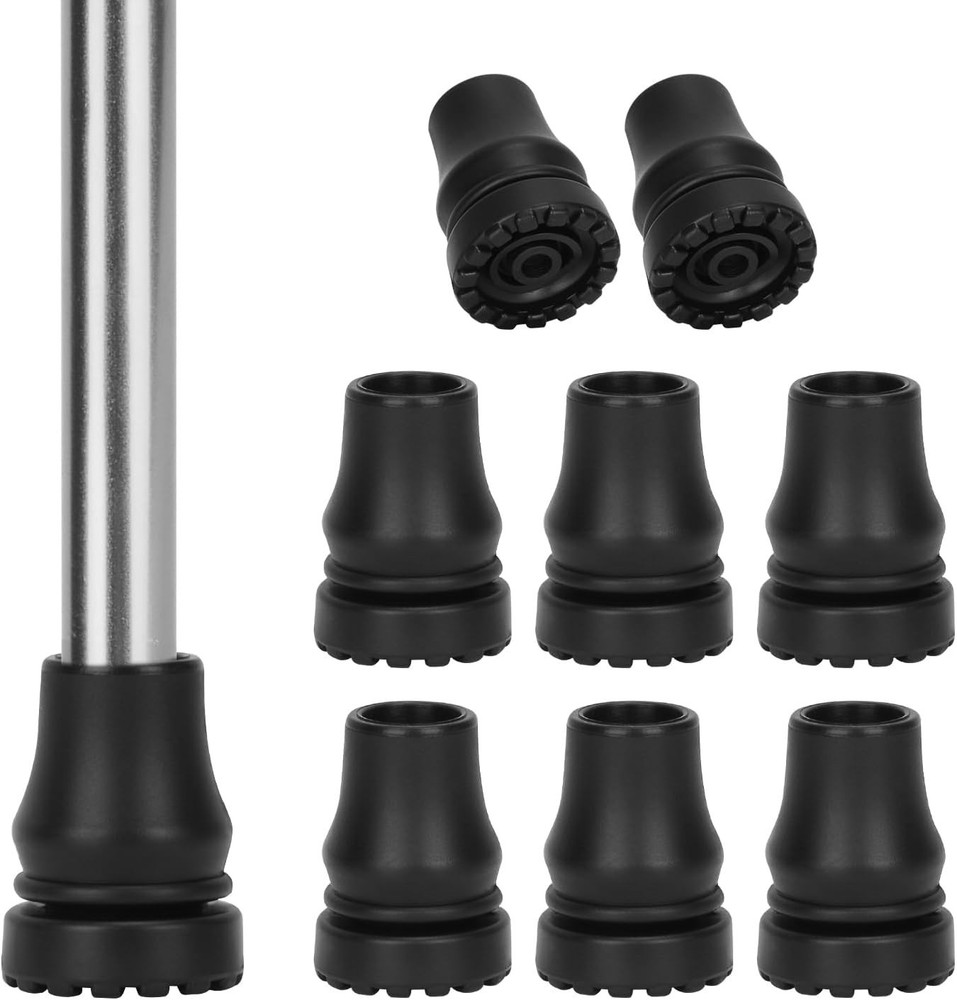 8 PCS 3/4 Inch Cane Tips Heavy Duty Rubber Anti Slip Replacement Foot Caps