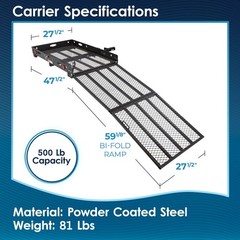 Silver Spring Hitch-Mount Mobility Carrier 500 lb +Adjustable Adapter SC500-HA