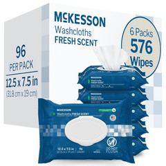 Mckesson Washcloth Wipes for Adults, Scented (6 Pack, 576 Washcloths) Disposable