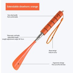 Stretchable Metal Shoehorn 30‑71cm Long Handle Elderly Pregnant Aid Tool