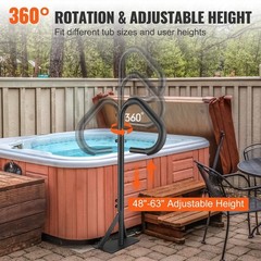 600lb Max Spa Handrail 48-63in Adjustable 360° Rotation Aluminum Construct