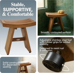 18″ Asia Teak Shower Bench – Durable Water Resistant Shower Chair