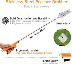 Premium Stainless Steel Grabber Reacher Pickup Tool Heavy Duty Trash Picker