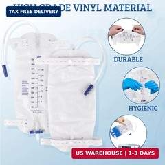 5 Pack 1000ml Sterile Leg Urinary Drainage Bags with 2 Adjustable Elastic Straps