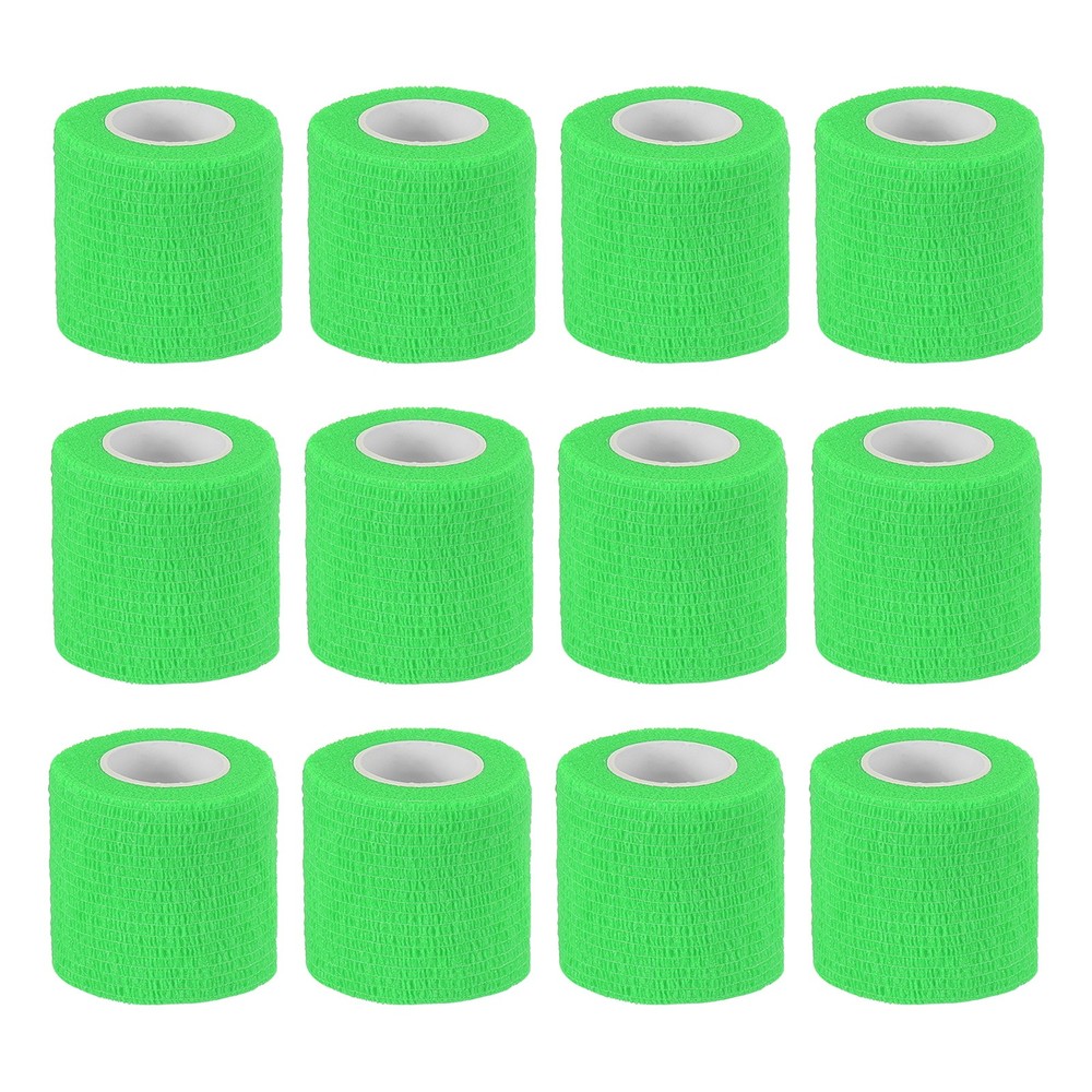 2″ x 177″ 12 Pcs Self Adhesive Bandage Wrap Elastic Self Tape Bright Green