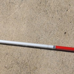 Collapsible Folding Walking Cane White/Red/Black with Black Grip