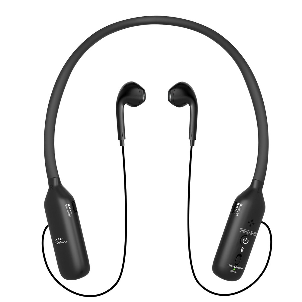Rechargeable Neckband Hearing Amplifier for Conversation or Black02