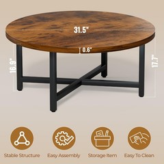 Furmorene Coffee Table 31.5 Large Coffee Tables Brown Round Coffee Tables For