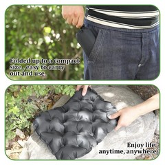 Ptwola Inflatable Seat 18.9 × 10.63 × 0.12 inches/48× 27× 0.3 cm, Grey