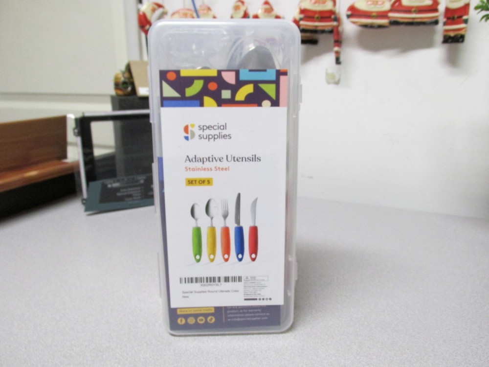 Special Supplies Adaptive Utensils 5 Pcs. Colorful Stainless Steel Spoon Fork