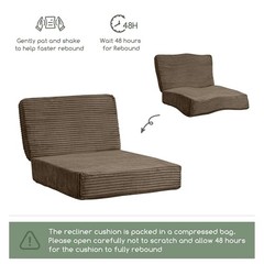 HIGOGOGO Corduroy Recliner Cushion Lumbar Support 4″ Thick