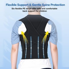 babaka Posture Corrector for Kids and Teens Adjustable Full Medium, Black