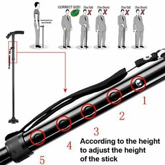 5-Levels Adjustable Height Walking Stick Portable Foldable Cane Travel