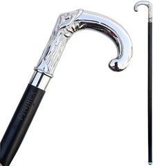Brass handle Elegant Silver polished Walking Stick Wooden Cane Gift for father