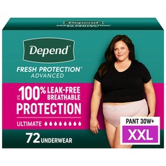 Depend Fresh Protection Women Ultimate Underwear 72-Count Size XXL waist 55‑64″