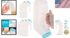 6 Pack Male Urinal Bottles with Glow in the Dark Lid for Travel & Emergency