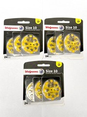 Walgreens Size 10 Hearing Aid Batteries Lot of (3) 72 Total 1.45V 2027 EXP Date