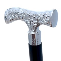 Antique Brass Walking Stick Deluxe Cane Silver Handle Men Women Gift Vintage
