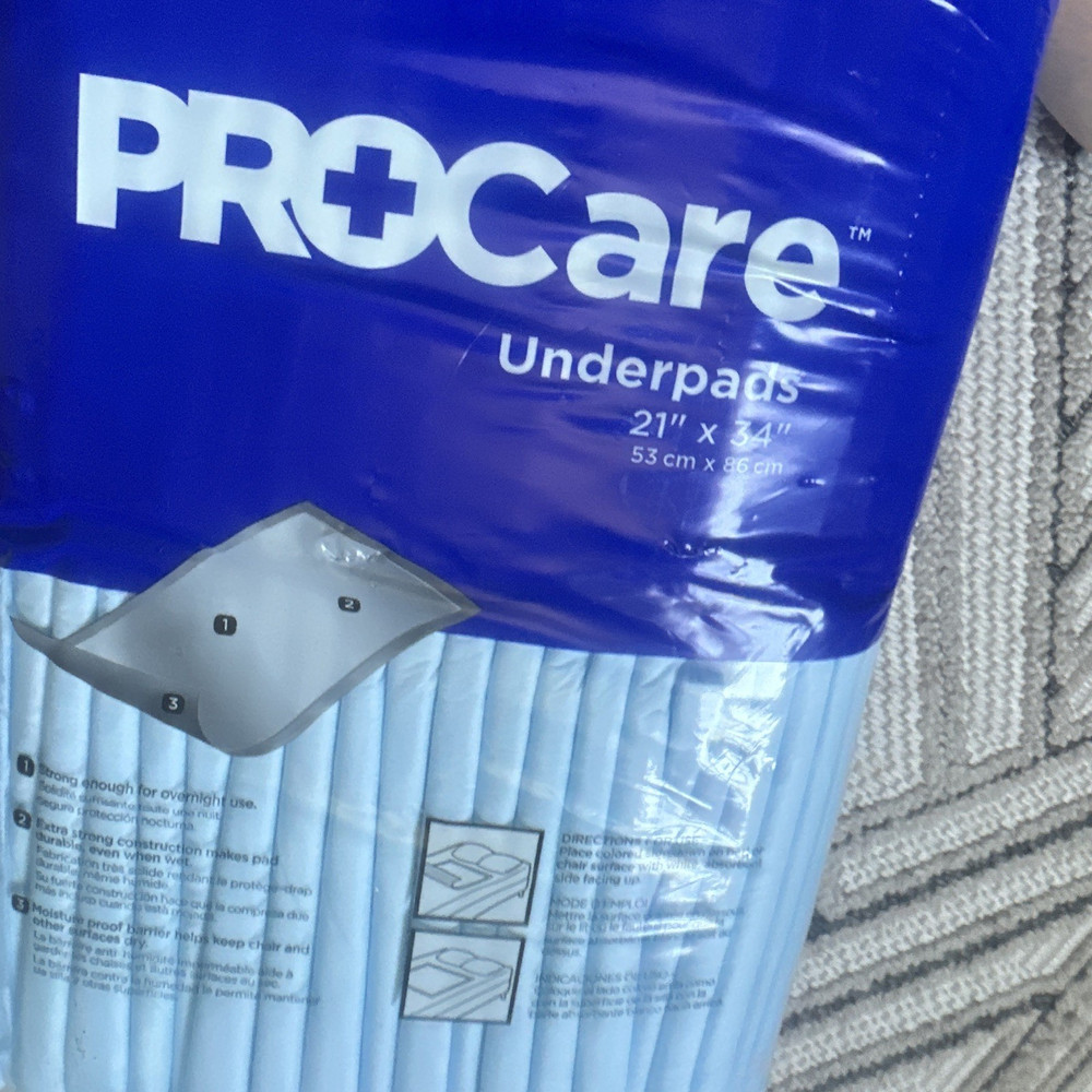 ProCare Plus Underpads Model Plus, 6 cm Capacity, 27 in x 34 in Blue/White
