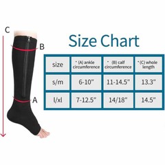 Calf Compression Sleeve Leg Support Socks Foot Fasciitis Pain Relief with Zipper