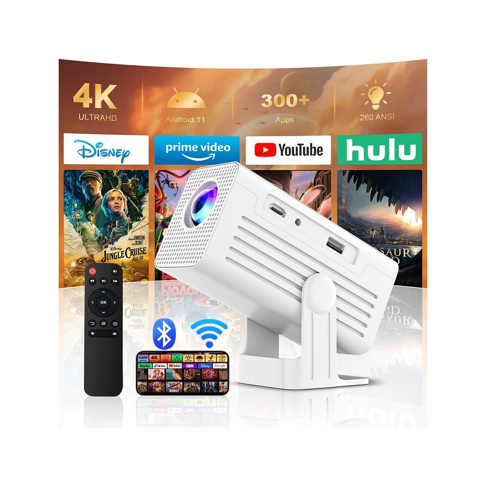 Mini Projector 1080P 4K Support WiFi 6 BT5.0 120″ HD 3LCD Portable Home Theater