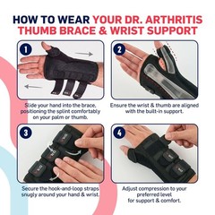 Dr. Arthritis Thumb & Wrist Support Brace & Handbook Size M/L Right Hand NEW