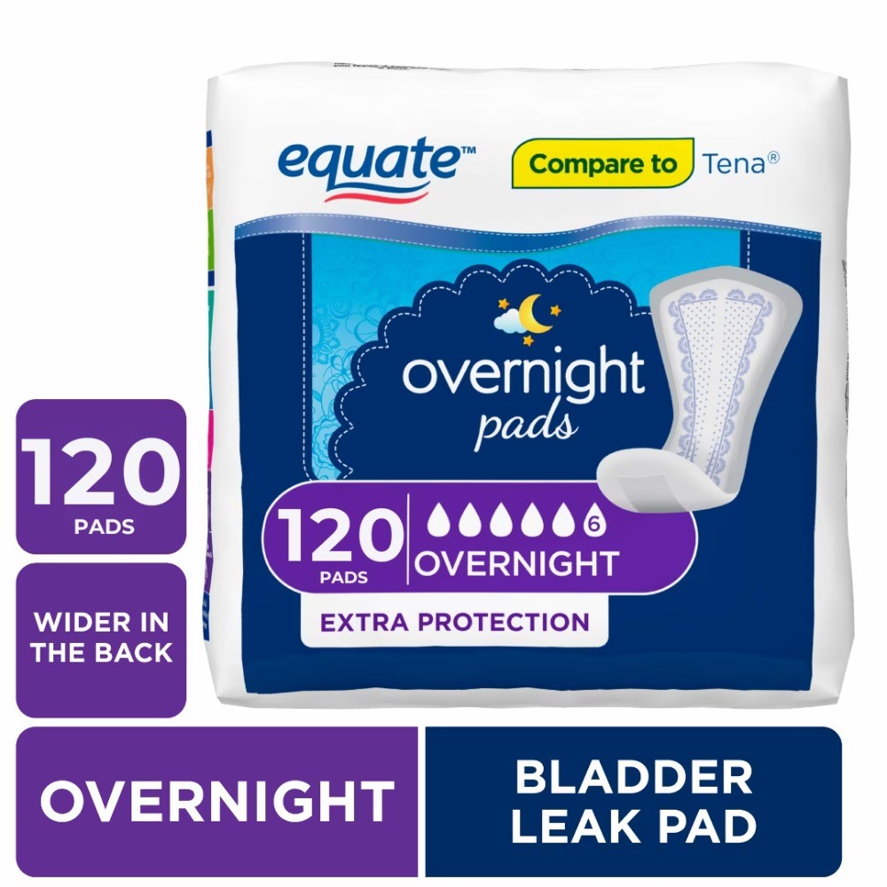 Options Women’s Incontinence Pads, Unscented, Overnight (120 Count)