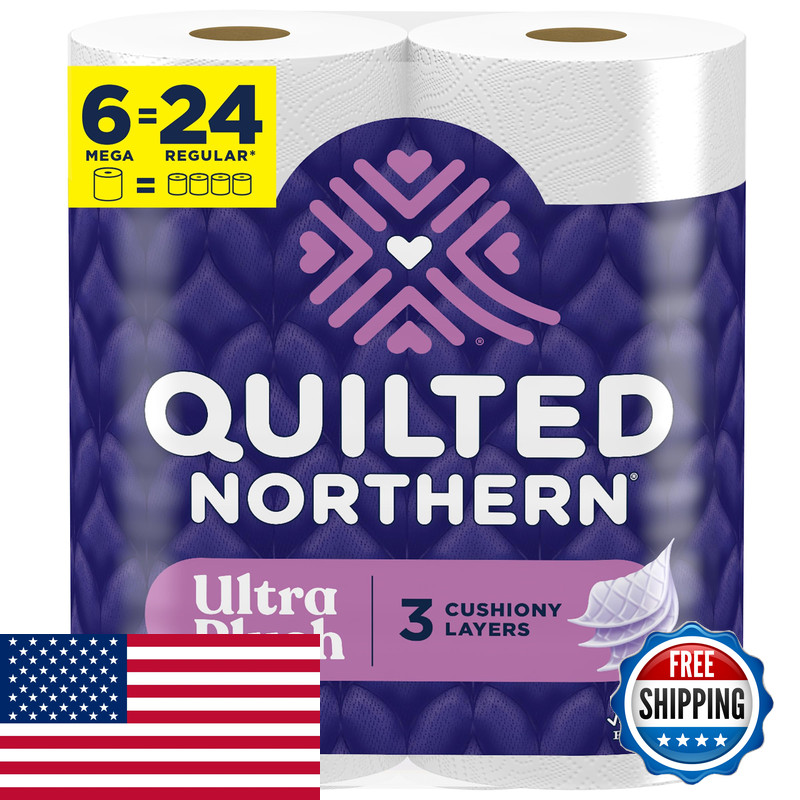 Quilted Northern Ultra Plush Toilet Paper 6 Mega Rolls 24 Regular Rolls 3X