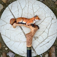 Hand-Painted Fox Walking Cane, Fashion Hand-painted Luxury Walking Stick