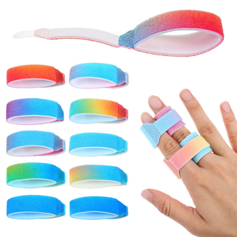 10 Pcs Buddy Tape Finger Straps, Washable Wraps With Gradient