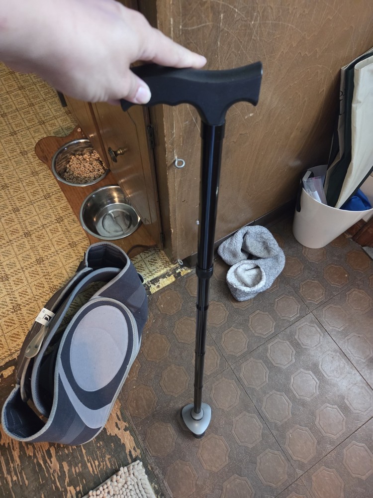 HurryCane HC-CANE-D1 Black Folding Walking Cane with T Handle