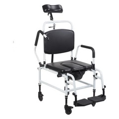 Shower Chair with Wheels, Adult Bedside Commode Chair with Headrest