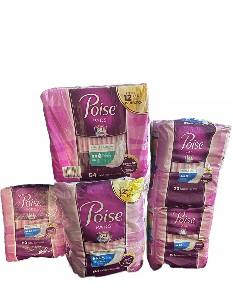Poise Incontinence pads, Moderate / Light Absorbency Regular/ Long 54,20 ✅