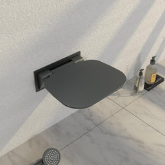 Folding Wall Mounted Shower Seat – 440Lb Capacity, Matte Black Finish