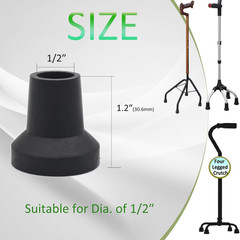 1/2′, 3/4′, 7/8′ Walking Cane Tips 4 Pack Set, No-Slip Quad Cane Replacement of