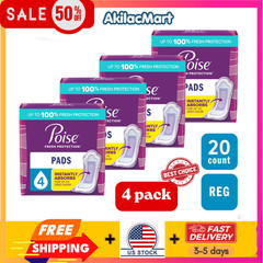 (4 pack – 20count) Poise Incontinence Pads for Women, 4 Drop Moderate Absorbency
